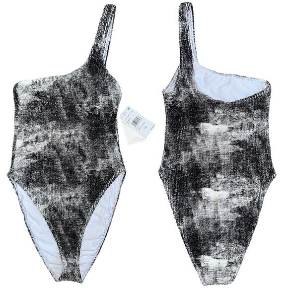 NWT Good American Always Fits Grey Tie Dye One Piece Swimsuit Size 00/0 XXS/XS - Picture 1 of 10